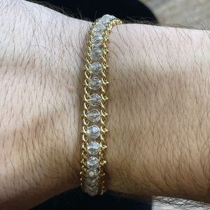 Vintage Deadstock 10KT Gold Filled Bracelet with Clear Quartz Faceted Crystals
